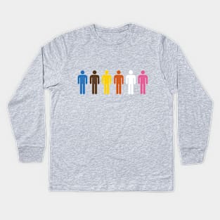 Blue + Brown + Blonde + Orange + White + Pink Kids Long Sleeve T-Shirt